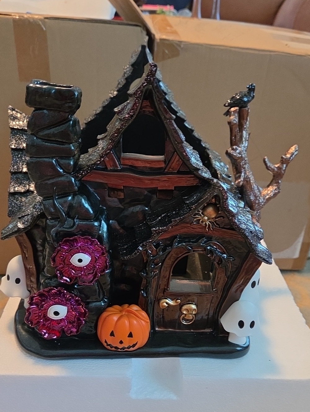 Bath & Body Works Haunted House Ceramic Luminary with Pumpkins & Ghosts 2022
